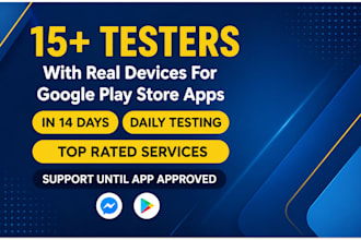 provide 12 testers for google play, closed testing for 14 days, 12 app tester