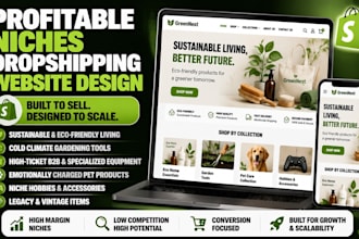 build shopify dropshipping website for eco friendly, b2b and high margin niches