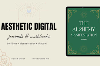 design an aesthetic self love journal or workbook in canva