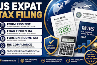 file US expat tax return form 2555 feie fbar foreign income tax filing