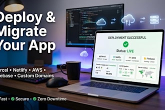 deploy and migrate your app to vercel, netlify, AWS, firebase, or custom domain