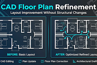 do cad editing, floor plan correction and layout improvement