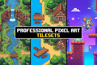 create pixel art character, tilesets, sprite sheet games asset for indie game