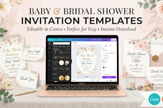 design editable canva baby shower and bridal shower invitation templates