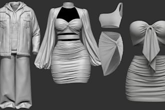 design realistic 3d virtual fashion clothing and y2k outfits
