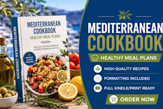 write mediterranean diet cookbook, healthy meal plan and recipe book