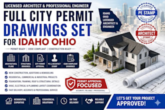 full city permit drawings set as licensed engineer idaho,ohio licensed architect