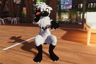 create custom vrchat furry avatar, vrc avatar, fursona 3d model for vtuber
