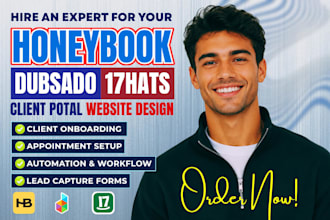 design honeybook, dubsado, 17hats CRM workflow automation, client portal website