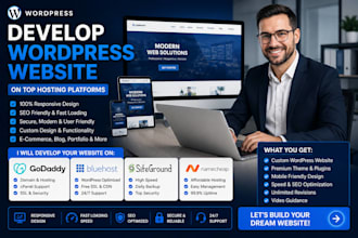 develop wordpress website on godaddy, bluehost siteground and namecheap