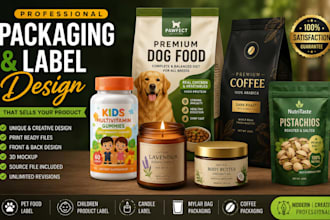pet food label children product label candle label design mylar coffee packaging