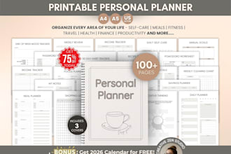 design a clean minimal canva planner for productivity, goal, finance, health