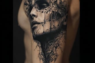 draw custom wolf tattoo illustration realistic style