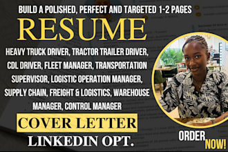 write truck driver cdl driver fleet manager operations manager supply chain CV