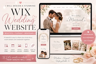 design beautiful wix wedding website rsvp, photo gallery, website with rsvp