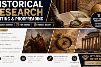 do professional historical research, history writing, and history proofreading