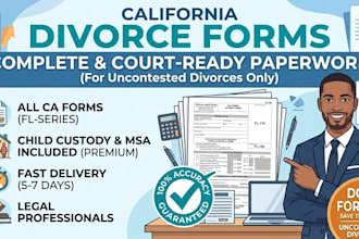 prepare your california divorce petition, msa, and child custody document