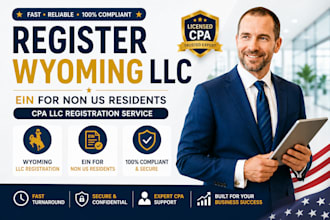 register wyoming llc, ein for non US residents, CPA llc registration service