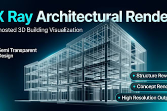 create x ray and ghosted 3d building architecture render