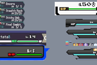 create custom pixel pokémon UI, hud, icons, and game assets