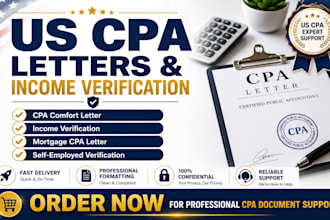 provide US CPA letter, CPA comfort letter and income verification letter