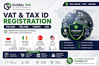 register vat and tax id in poland, ireland, turkey, USA