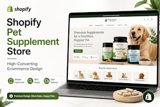build high converting shopify pet supplement store for dog cat wellness brands