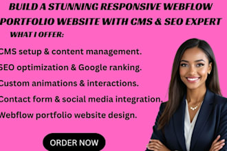 build a stunning modern responsive webflow portfolio website with cms SEO expert