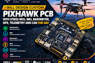 design custom pixhawk pcb with stm32 mcu, imu, barometer, gps, telemetry and can