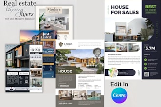 design editable canva real estate newsletter realtor marketing template