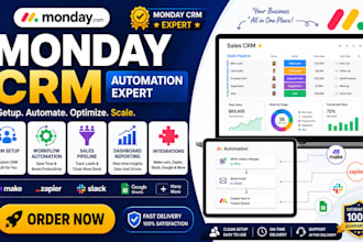 setup monday CRM monday com automation, workflows project management ai workflow