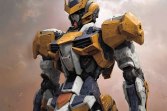 do anime style mecha robot illustrations