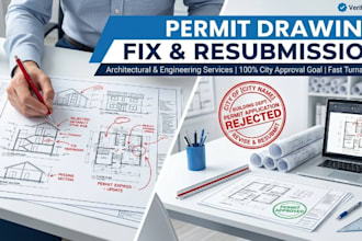 fix rejected building permit drawings, city corrections, permit revision