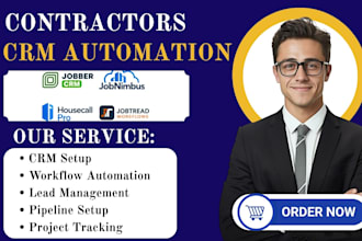 setup jobber crm, jobnimbus, housecall pro, jobtread workflows automation