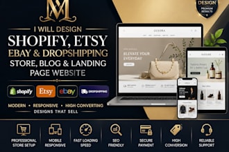 design shopify etsy ebay dropshipping store shop landing page website design