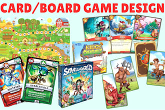 do card game art, board game design, tcg trading card playing card box design