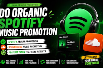 do organic spotify music promotion, spotify album,  soundcloud music promotion