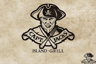 create vintage skull pirate logo