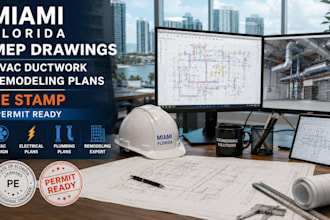 design miami florida mep drawing, hvac duct work remodelling plans with pe stamp