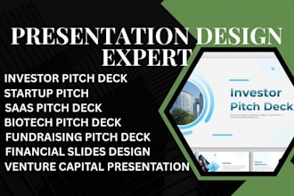 design powerpoint saas startup pitch deck, biotech pitch, investor ready pitch