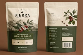do premium coffee packaging, coffee mylar bag, pouch and label design