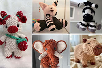 create custom amigurumi crochet plush toys and step by step pdf pattern for esty