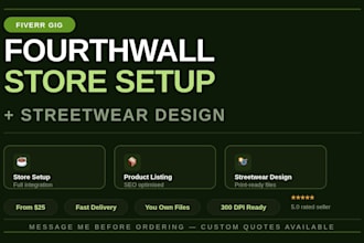 do fourthwall pod integration or product listing, design street wear, tshirt