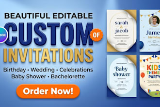 design birthday invitation, greeting card and editable canva invitation