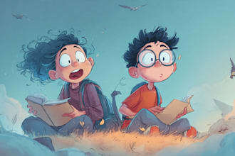 draw a cute and funny cartoon illustration