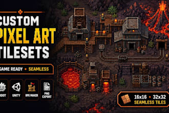 create pixel art tilesets, sprites and game assets for godot rpg maker and unity