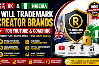 trademark UK and nigeria creator brands for youtube and coaching