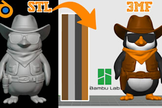 add color to 3d model, stl to 3mf convert 2d to 3d model color printing