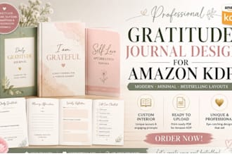 design amazon kdp gratitude journals, planners, digital planner ,format notebook