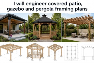 engineer covered patio, gazebo and pergola framing plans